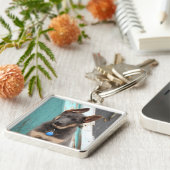 Schattig blauw-blauw-herderblad sleutelhanger (Zijkant)