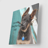 Schattig blauw-blauw-herderblad vierkante klok (Hoek)