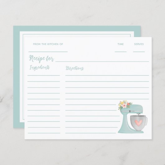 Schattig blauw bloemenkeuken stand mixer recept (Voorkant / Achterkant)