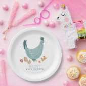 Schattig blauw Boerderij Chicken Boys Baby shower Papieren Bordje (Feest)