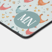 Schattig blauw Boerderij kip monogram Bureaumat (Hoek)