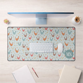 Schattig blauw Boerderij kip monogram Bureaumat