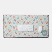 Schattig blauw Boerderij kip monogram Bureaumat (Keyboard & Muis)