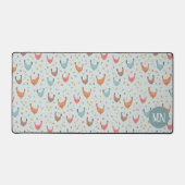 Schattig blauw Boerderij kip monogram Bureaumat (Voorkant)