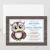 Schattig Blauw Bruin Uil Baby Douche Uitnodigingen (Voorkant / Achterkant)