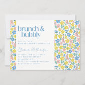 Schattig blauw en geel Ditsy Bloemen Brunch Bubble Kaart (Voorkant)
