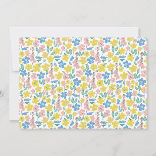 Schattig blauw en geel Ditsy Bloemen Brunch Bubble Kaart (Achterkant)