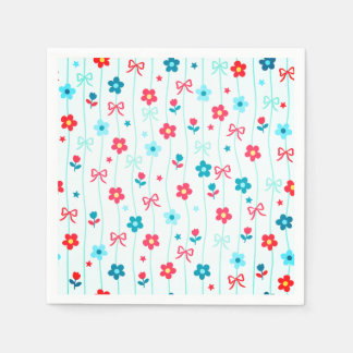 Schattig Blauw en Rood Bloemig Strikpatroon Patrio Servet