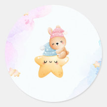 Schattig blauw en roze baby showers sticker