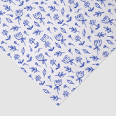 Schattig Blauw en Wit Bloemmotief Tissuepapier (Detail)