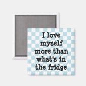 Schattig blauw en wit dambord dieet bevestiging magneet (Voorkant / Achterkant)