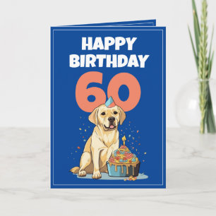 Schattig blauw en wit lab echtgenoot 60e verjaarda kaart
