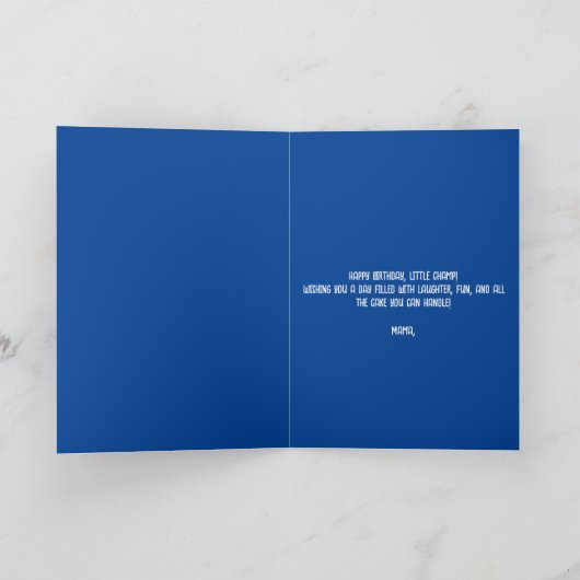 Schattig blauw en wit olifant zoon verjaardag kaart (Binnen)