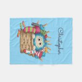 Schattig Blauw Fluffig Sock Monster Kinderen Ontwe Fleece Deken (Voorkant (Horizontaal))