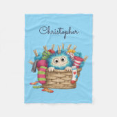 Schattig Blauw Fluffig Sock Monster Kinderen Ontwe Fleece Deken (Voorkant)