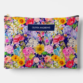Schattig blauw geel elegant bloemenpatroon monogra etui