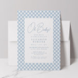 Schattig blauw gingham eenvoudig baby shower kaart<br><div class="desc">Een klassiek blauw gingham lijst deze lieve en eenvoudige baby shower uitnodiging. Met aanpasbare tekst is deze gingham baby shower-uitnodiging perfect voor het vieren van een babyjongen onderweg. De rug is een coördinatieblauw met witte stippen. Bijpassende baby showers feestartikelen ook verkrijgbaar in het collectie door Lea Delaveris Design!</div>