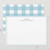 Schattig blauw gingham vichy check patroon briefpa notitiekaartje (Voorkant / Achterkant)