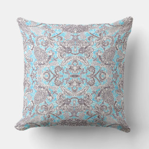 Schattig blauw grijs klassiek bloemmotief kussen