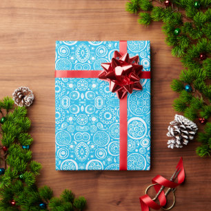 Schattig blauw grijs ornament patroon cadeaupapier