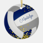 Schattig blauw grijs volleybal w gouden sterren keramisch ornament (Voorkant)