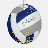 Schattig blauw grijs volleybal w gouden sterren keramisch ornament (Links)