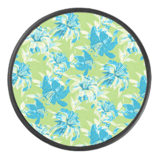 Schattig blauw groen naadloos lelie bloemmotief hockey puck