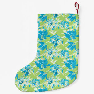Schattig blauw groen naadloos lelie bloemmotief kleine kerstsok