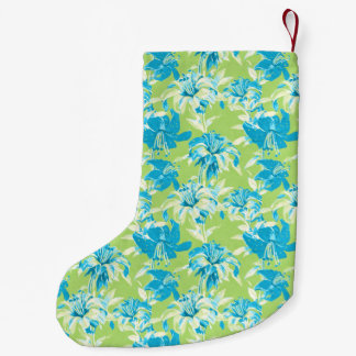 Schattig blauw groen naadloos lelie bloemmotief kleine kerstsok