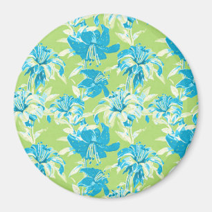 Schattig blauw groen naadloos lelie bloemmotief magneet