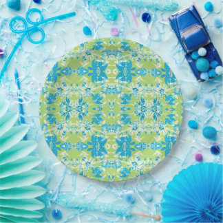 Schattig blauw groen naadloos lelie bloemmotief papieren bordje