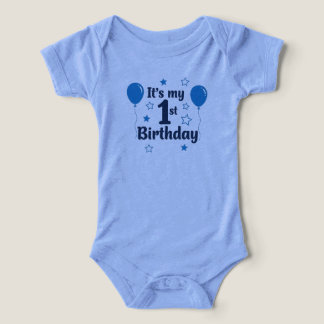 Schattig Blauw "Het is mijn 1e verjaardag" Baby