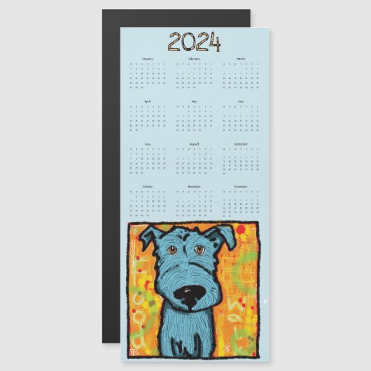 Schattig blauw hondje, magnetisch, jaar tot uitzic (Voorkant / Achterkant)