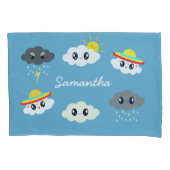 Schattig Blauw Kawaii Weer Cloud Cartoon Kind Kussensloop (Voorkant)