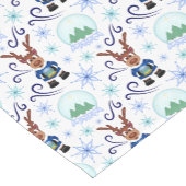 Schattig Blauw Kerstrendier Korte Tafelloper (Hoek)