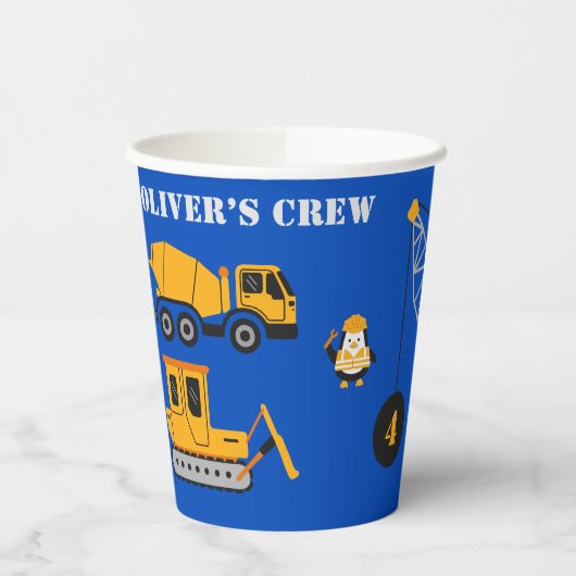 Schattig Blauw Kinderconstructie Verjaardag Papieren Bekers (Links)