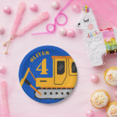 Schattig Blauw Kinderconstructie Verjaardag Papieren Bordje (Feest)