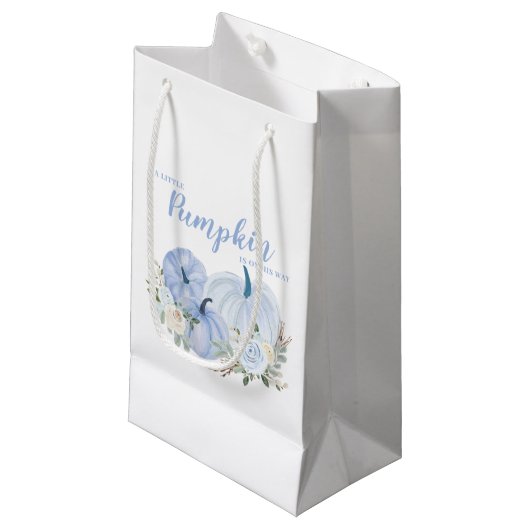 Schattig blauw klein pompoen Baby shower Cadeauzakje (Voorkant Gekanteld)