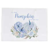Schattig blauw klein pompoen Baby shower Groot Cadeauzakje (Achterkant)