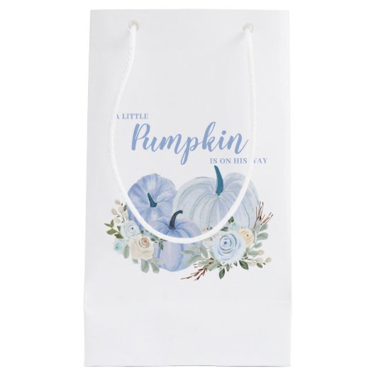 Schattig blauw klein pompoen Baby shower Klein Cadeauzakje (Voorkant)