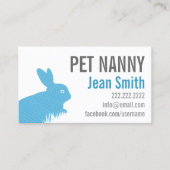 Schattig Blauw Konijn Pet Nanny Babysitter Visitekaartje (Voorkant)