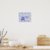 Schattig Blauw Konijn "Welkom" Poster (Keuken)