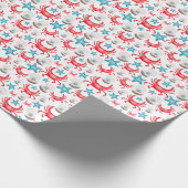 Schattig blauw kustzeekrab & shell patroon cadeaupapier (Hoek)