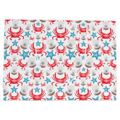 Schattig blauw kustzeekrab & shell patroon groot cadeauzakje (Achterkant)