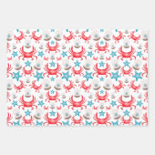 Schattig blauw kustzeekrab & shell patroon inpakpapier vel (Voorkant 2)