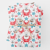 Schattig blauw kustzeekrab & shell patroon inpakpapier vel (In situ)