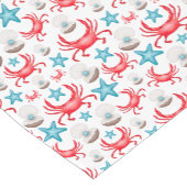 Schattig blauw kustzeekrab & shell patroon korte tafelloper (Hoek)