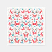 Schattig blauw kustzeekrab & shell patroon servet (Voorkant)