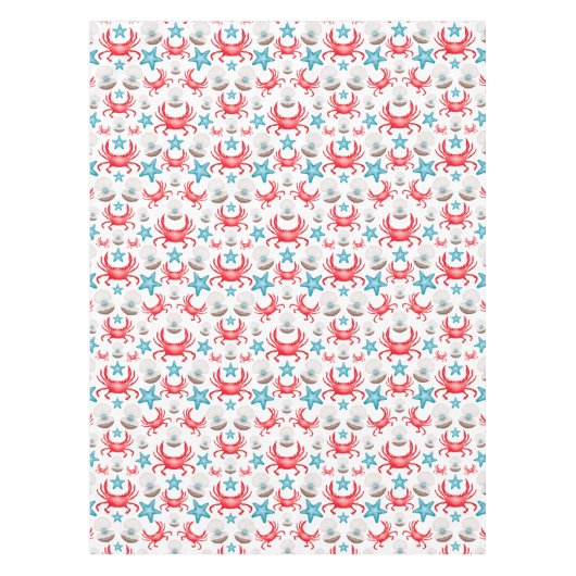 Schattig blauw kustzeekrab & shell patroon tafelkleed (Voorkant)