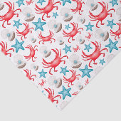 Schattig blauw kustzeekrab & shell patroon tissuepapier (Detail)